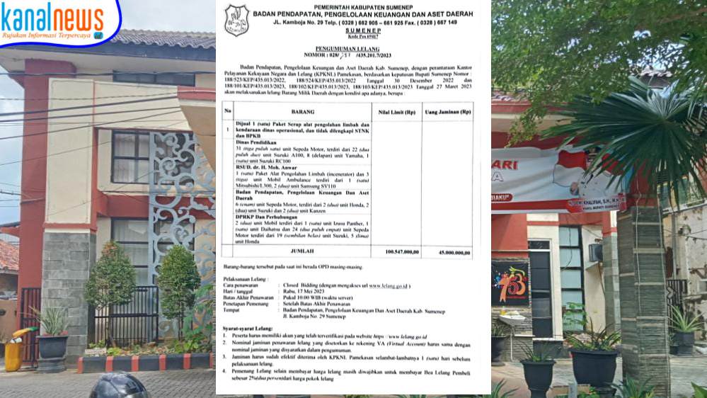 Catat..! Besok BPPKAD Sumenep Bakal Gelar Lelang Kendaraan Milik Daerah