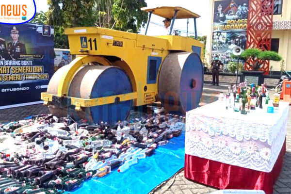 Komitmen Jaga Keamanan, Polres Situbondo Musnahkan Ribuan Miras dan Ratusan Knalpot Brong