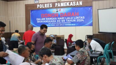 Satlantas Polres Pamekasan Gelar Donor Darah Peringati Hari Lalu Lintas ke-69