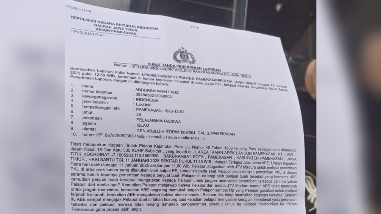 LP Intimidasi Wartawan