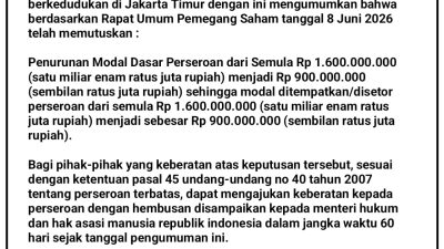 Pengumuman Penurunan Modal